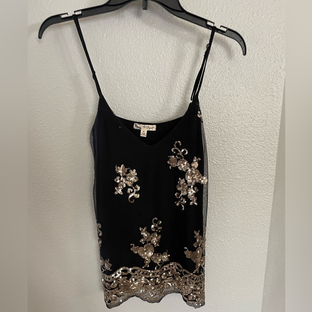 Black and gold sequin top